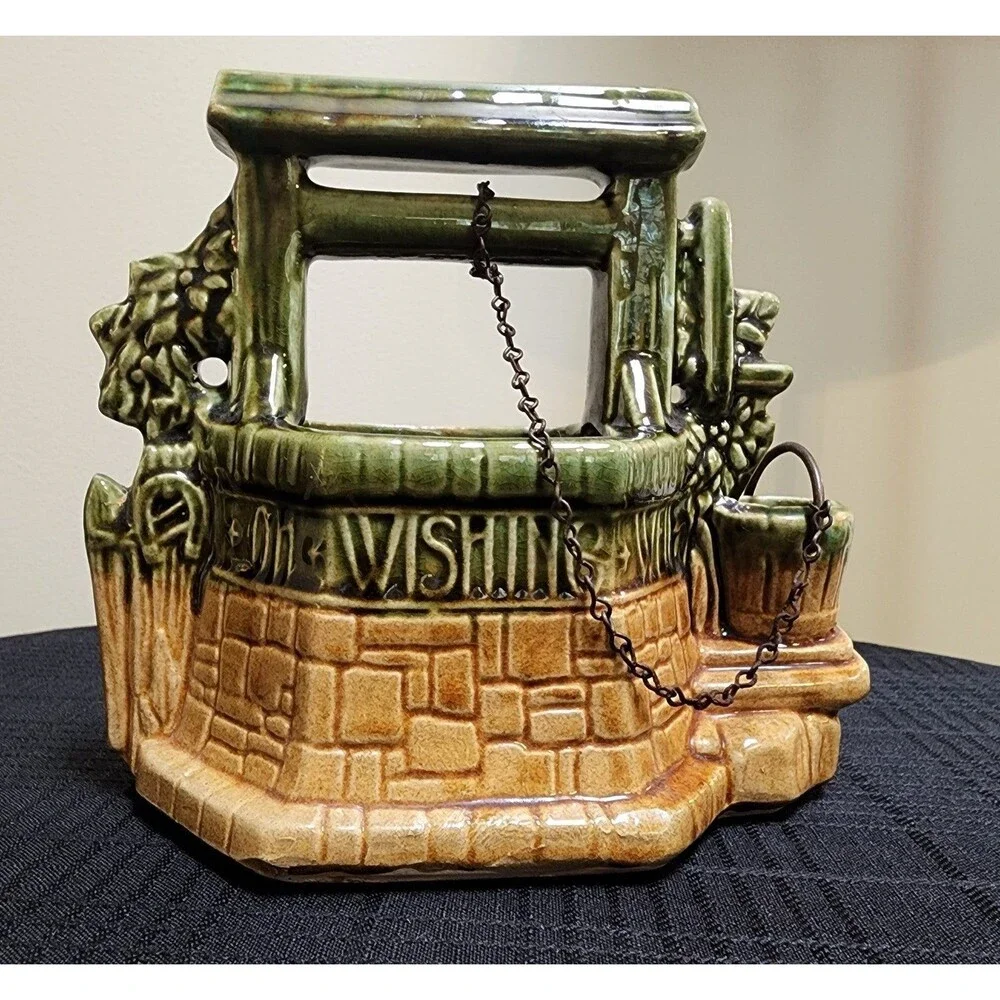 Vintage McCoy USA Wishing Well Planter Ceramic